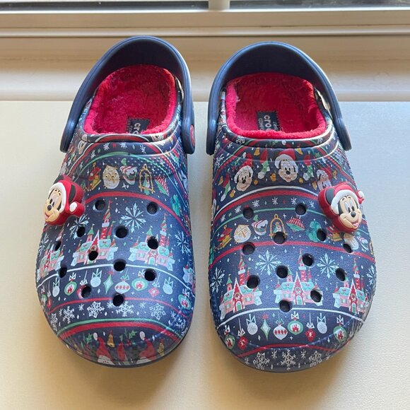 Crocs Disney Christmas 6 Shoes Mules Holiday 2020 Mickey Mouse Santa Blue Red - Picture 3 of 12